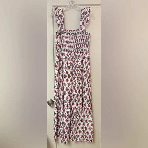 Floral Print Maxi Prairie Vibe Sundress Yoked Ruffled Size L New - Picture 5 of 12